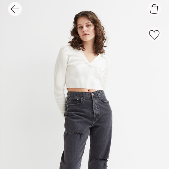 H&M Collared Rib-Knit Top - Picture 3 of 8